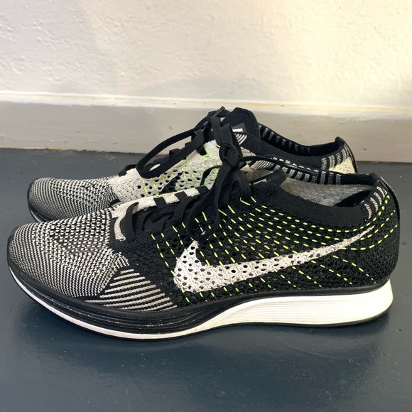 Nike flyknit racer black white volt mens size 7 s-l400.jpg main image 4